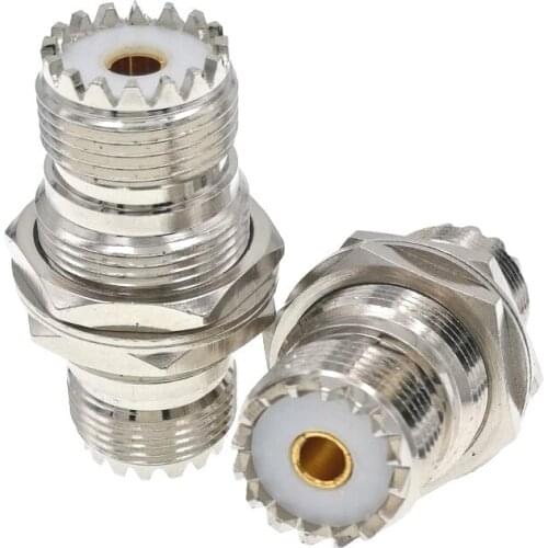 10PCS UHF Female To UHF Female SO-239 SO239 Aadapter Nut Bulkhead Panel Mount Connector 1PC