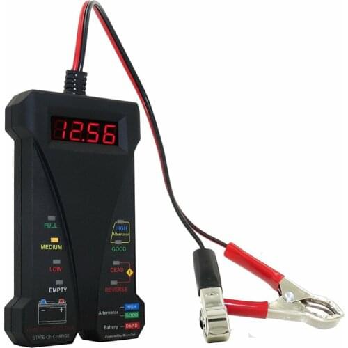 12V Smart LED Digital Battery Tester Voltmeter Alternator Analyzer For Cars With 30amp battery clamps Reverse-hookup Protection