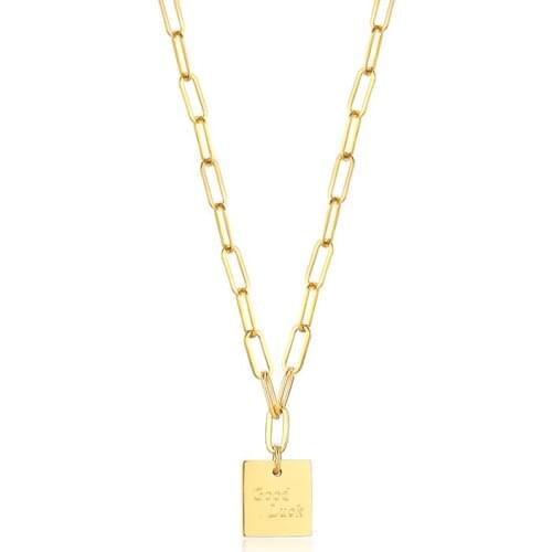 2021 Titanium Steel Material Square Tag With Good Luck Logo Personalized And Temperament Necklace Suitable For Womens Jewelry