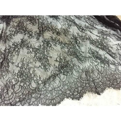 3 M/ Lot Wholesale Eyelash lace fabrics 150CM embroidery diy craft wedding dress underwear clothing accessories white black