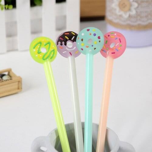 40PCS Cute Stationery Doughnut Sweet Little Fresh Gel Pen Water Pen Black Office Accessories