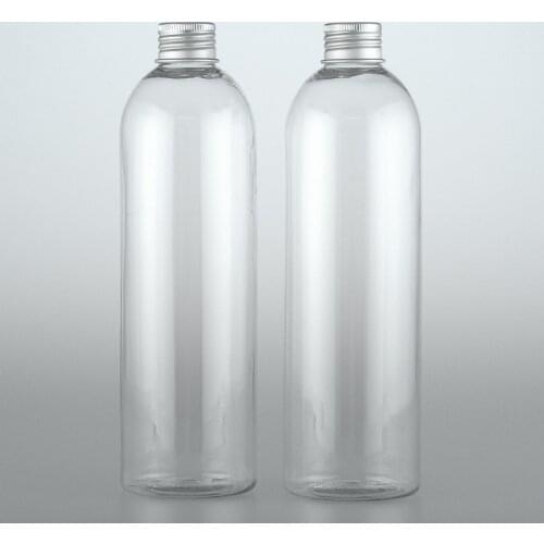 400ml x 20 empty round cosmetics packaging transparent plastic bottles 400cc aluminum screw cap personal care PET toner bottles