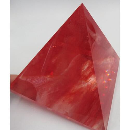 720~800g 10*10cm AAAA Large Red Smelt Quartz Crystal Pyramid Point Reiki Healing Home Decoration Energy Pyramid Fengshui 2019