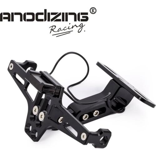 Motorcycle Adjustable Angle Aluminum License Number Plate Frame With Led Indicator Light Holder Bracket Universal
