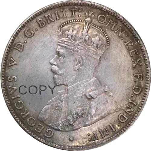 Australia 1 One Florin Two Shillings George V 1934 Advance Crowned Bust Left Cuproickel Plated Silver Copy Coins