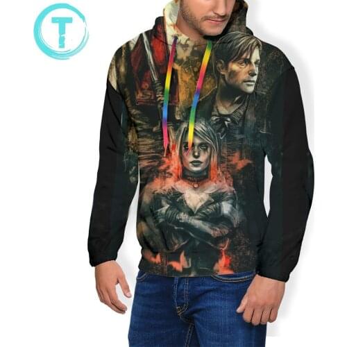 Silent Hill Hoodie Silent Hill Hoodies Men Blue Pullover Hoodie Polyester Cool Autumn XL Long Sleeve Hoodies
