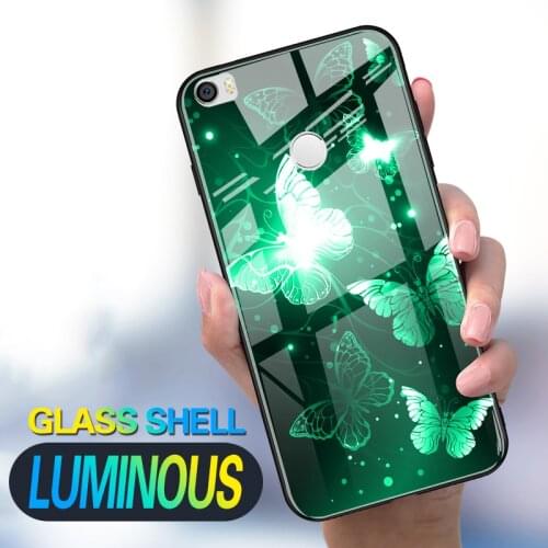 3D Flower Luminous Glass Case For XiaoMi Mi Max 2 3 Light Glow Silicone TPU Cover For XiaoMi Mi Play Mix 3