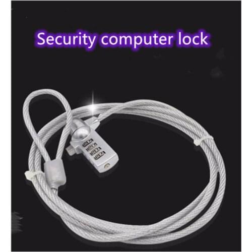 Zinc alloy material four-digit digital computer lock, wire rope notebook universal anti-theft password lock factory direct sales