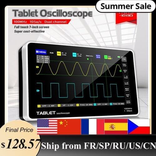 FNIRSI-1013D Digital tablet oscilloscope dual channel 100M bandwidth 1GS sampling rate tablet digital oscilloscope osciloscopio