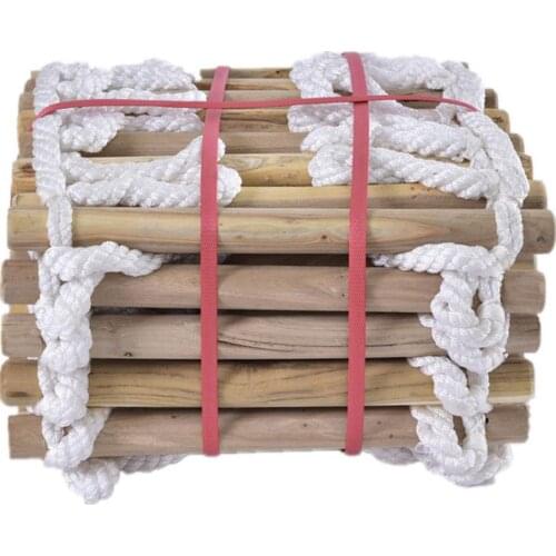 Wooden Fire Escape Rope Ladder Climbing Folding Soft Steps Ladders For Outdoor Travel Home Climb Accessory With 2pcs Buckle