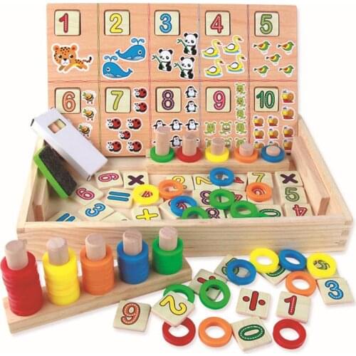 Montessori Wooden Toys Wooden Number Color Shape Cognition Learning Box Board Games Kid Early Educational Toys Gift For Children