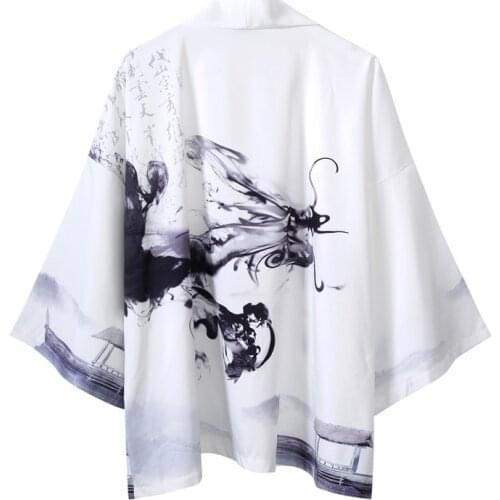 Kimono cardigan men Japanese obi male yukata mens haori Japanese samurai clothing traditional Japanese white clothing