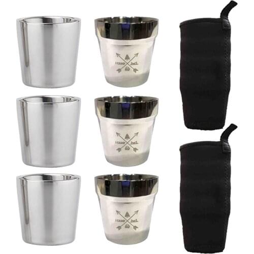 3pcs/Set Coffee Mugs Stainless Steel Portable Outdoors Camping Hiking Picnic Double Layers Drink Water Cups