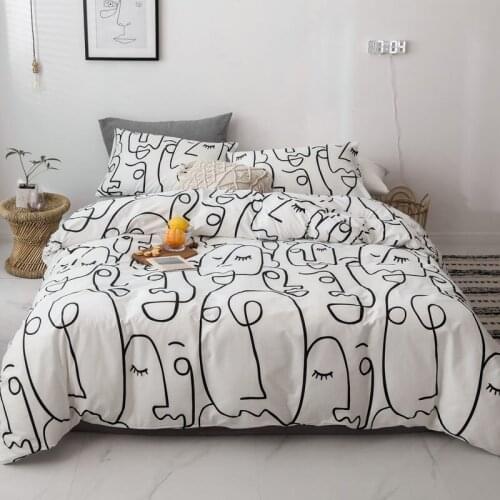 13372 Pure Cotton Bedding Set Duvet Cover Pillowcase Fitted Flat Bedclothes Abstract Wave Geometric Point Nordic Bed Linen