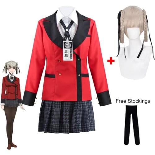 Momobami Kirari Cosplay Costume Compulsive Gambler School Uniform Momobami Wigs Halloween Woman Party Costumes