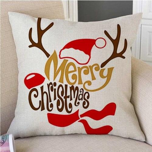 Nordic Letter Print Christmas Decoration Art Sofa Throw Pillow Cover Red Merry Christmas Wishes Letters Car Chair Cushion Cover