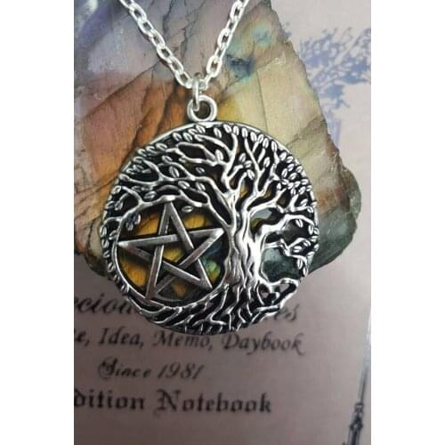 Wiccan jewelry Tree of life pentacle silver necklace - Celtic Wicca jewellery - pentacle necklace - pagan witch talisman