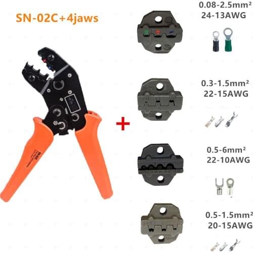 Crimping pliers SN-02C 4 jaw for 02 2B 06WF 28B pulg/tube/insuated terminals kit electric clamp brand tools