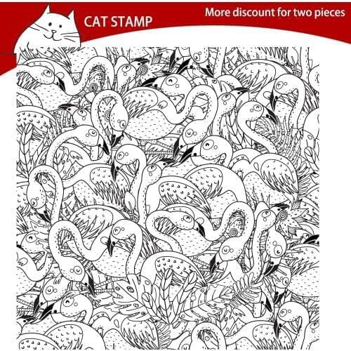 Flamingo Background Transparent Clear Stamps For Scrapbooking Card Making Photo Album Silicone Stamp DIY Decorative Crafts