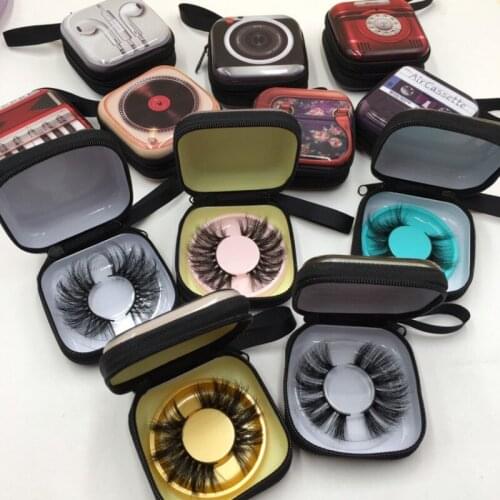 Fluffy 25mm 3d mink lashes 6pairs/lot strip eyelashes with unique design zipper lash cases
