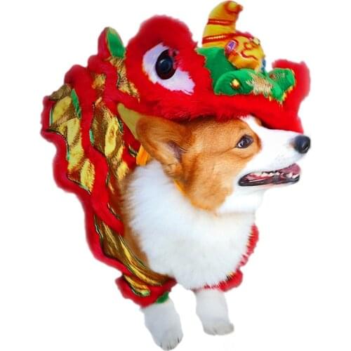 Lion dance dog clothes dog funny clothes autumn and winter four-legged clothes