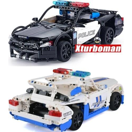 Technical building block police RC car model 2.4Ghz radio remote control vehicle ford Mustang GT brick POLICEMAN figures toys