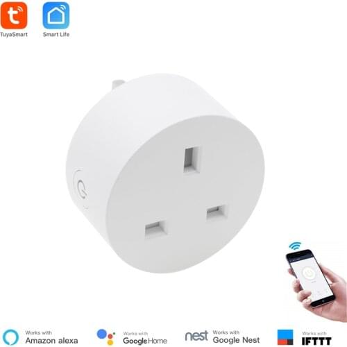Tuya WiFi smart socket wireless plug UK 3 pin smart home switch compatible with Google home and Alexa voice control