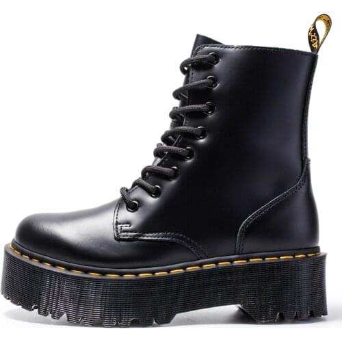 Retro Womens Martin Boots Womens Short Boots Winter Womens Leisure Men Motorcycle Boots Thick Platform Women Chelsea Boots