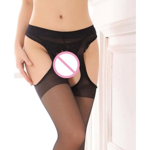 Female Erotic Stocking Four Sides Open Crotch Pantyhose Ladies Elastic Sissy Hosiery Sexy Women Seamless Crotchless Sock