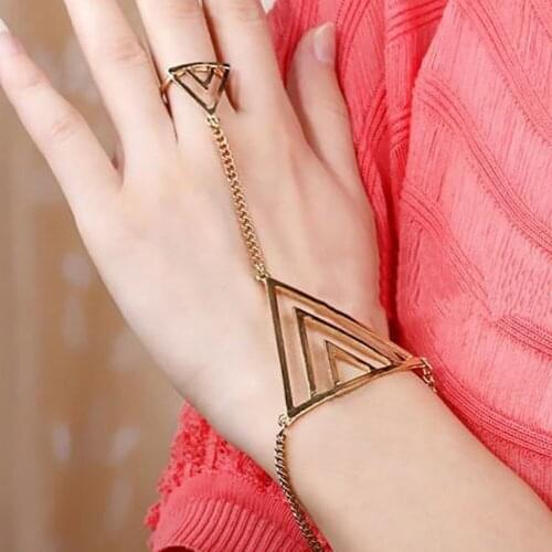 Women Fashion Triangle Charm Slave Chain Harness Bracelet Punk Jewelry