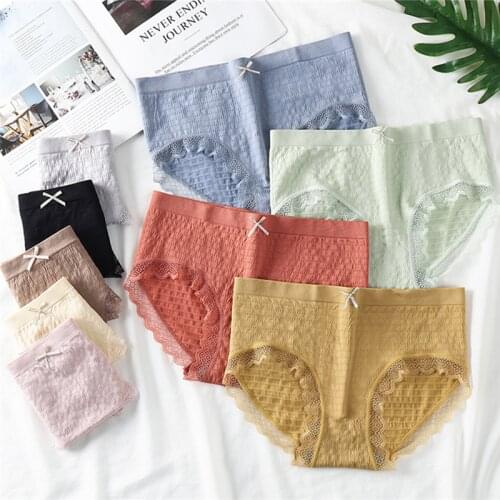 1PC Sexy Lace Woman Seamless Panties Soft Breathable Elastic Female Lingerie Briefs Middle Waist Girls Underpants underwear
