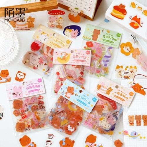 10 Sets Mo Mo PET sticker bag cute crit series cartoon cute DIY material stickers Stationery