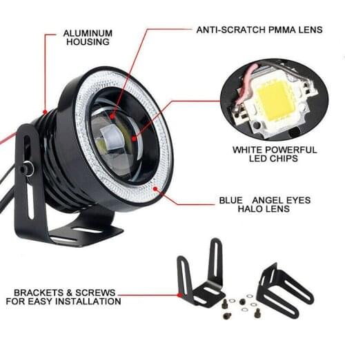 2.5'' 15W Car COB Light LED Fog Light White Angel Eye DRL Driving Projector Signal Bulbs Fog Lamps Auto Tuning Car Lamp