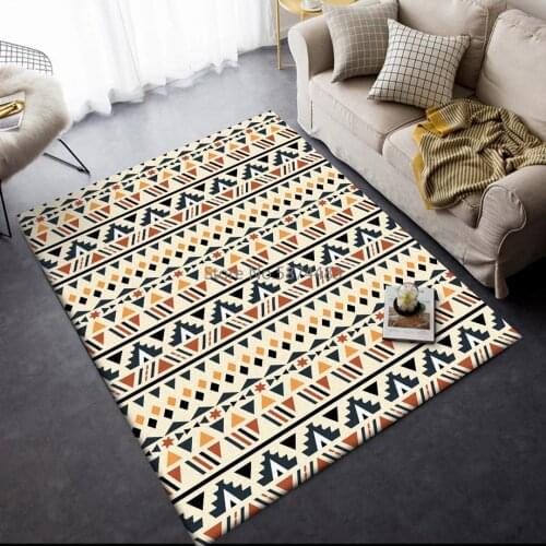 200*300cm Geometric Stripes Ethnic Style Orange Yellow Blue Bedroom Living Room Door Mat Non-slip Bedside Mat Custom