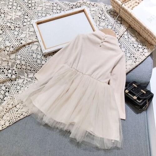 2020 Autumn Casual Solid Girls Dress Mesh Kids Dresses For Girls High Quality Fashion Girl Clothes