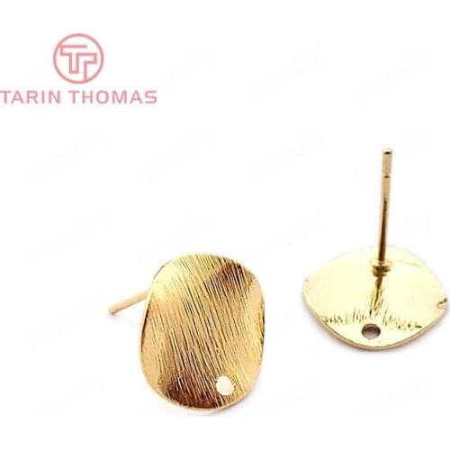10 Pcs 12 Mm 24 K Gold Color Brass Drifted Wave Round Study Earrings Pins High Quality Diy Jewelry Accessories