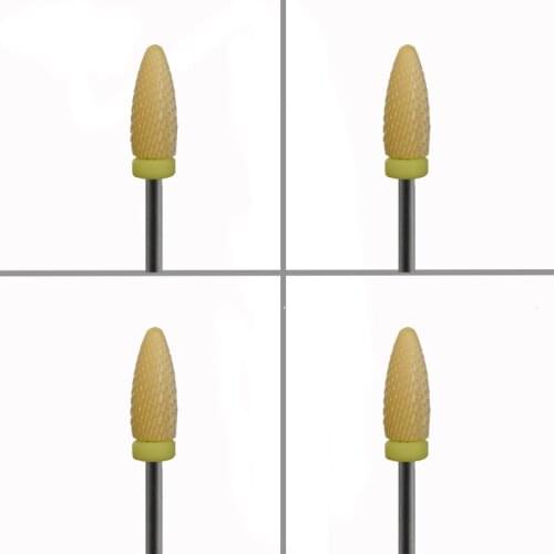 4pcs Yellow Ceramic Nail Drill Bit - Flame Bit - XF