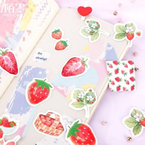 45pcs/pack Yummy Strawberry Decorative Stickers Scrapboo king Stick Label Diary Stationery Album Stickers Kids Gifts