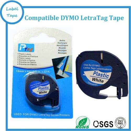 5pcs/lot FREE SHIPPING 12mm Compatible DYMO Letra tag plastic white tape LT 91201 for dymo LT printer