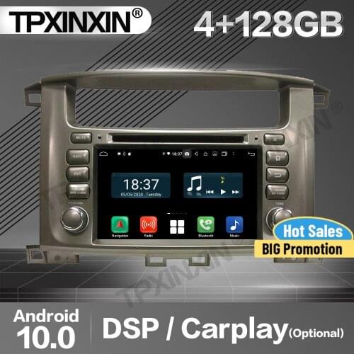 128G Carplay Car Radio 2 Din Stereo Receiver Android For Toyota Lander Cruiser 100 1998-2006 2007 DSP GPS Player Audio Head Unit