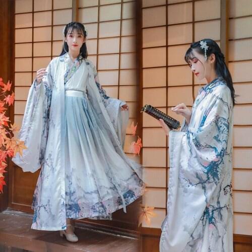 Free shipping and women dream into jiangnan hanfu sleeve unlined upper garment/get six meters big waist skirt three-piece suit