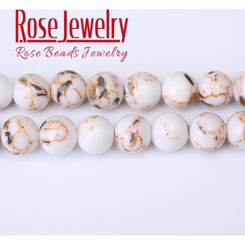 Natural Stone Beads White Shell Turquoises Stone Beads For Jewelry Making 4/6/8/10/12 mm Diy Bracelet Necklace Accessories