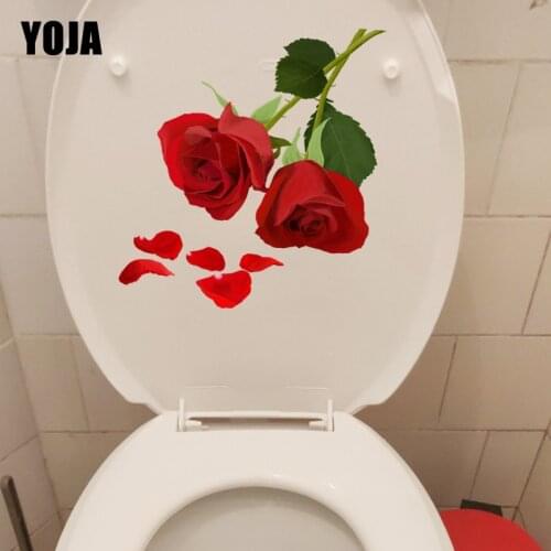 YOJA 19.6*22.6CM Beautiful Roses Home Room Decor Decals Wall Toilet Seat Stickers T1-0352