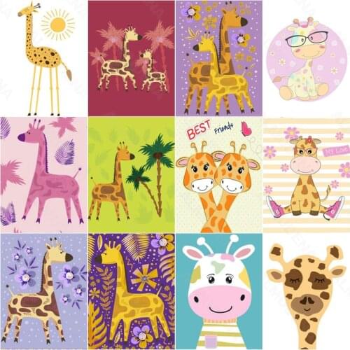 Diy Diamond Painting Giraffe Cartoon Fashion Art Simple Handmade Round Diamond Square Diamond Home Decoration