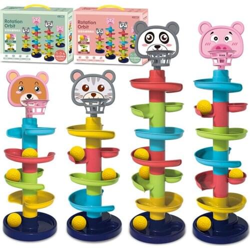 1-2 Years Old 5-layer Building Block Track Turn Music Roll Ball Gliding Tower Puzzle Assembly Learning And Education Toy For