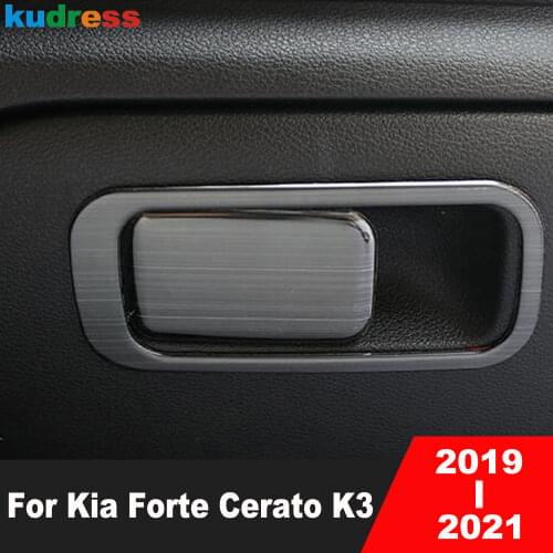 For Kia Cerato Forte K3 2019 2020 2021 Steel Carbon Fiber Glove Storage Box Handle Cover Trim Car Interior Accessories 2pcs