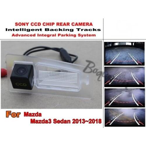 For Mazda 3 Mazda3 Sedan 2013~2018 Car Trajectory Intelligent Car Reverse Tracks CCD HD Night Vision Rear View Camera