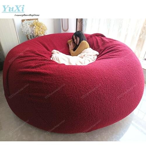 Dropshipping Big Fur Beanbag Bed Slipcover No Filler Puff Floor Recliner Thick Soft Lamb Velvet Giant Bean Bag Sofa Cover F