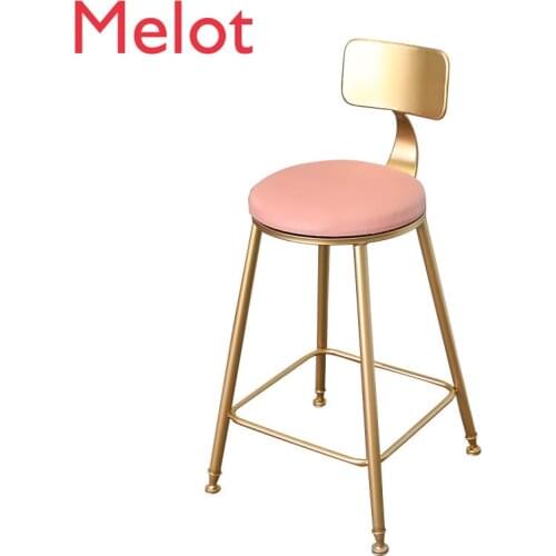 European High-End Bar Bar Seat Home Backrest High Stool Fashion Simple Iron Coffee Shop Seat Golden Decorations For Home