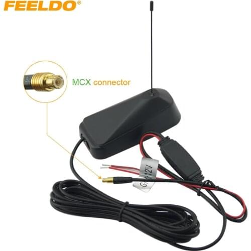 FEELDO 1PC Car MCX Connector Active TV Antenna Aerial With Built-in Amplifier#945